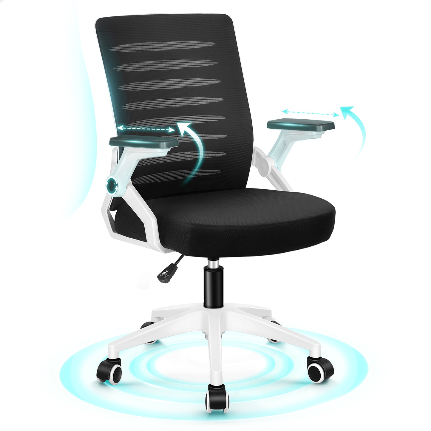 ALFORDSON Mesh Bürostuhl Executive Computer Liege Stoff Racing Sitz Arbeit, Wale, Schwarz & Weiß