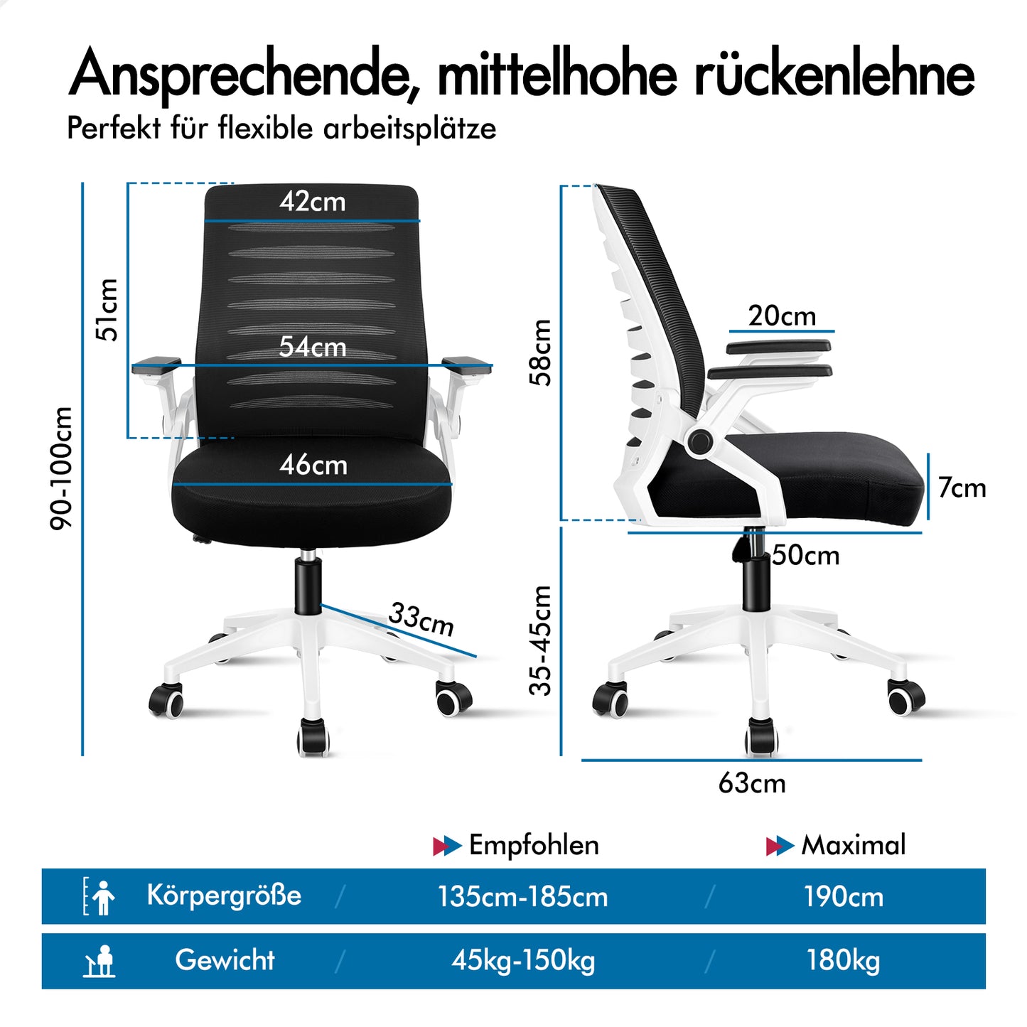 ALFORDSON Mesh Bürostuhl Executive Computer Liege Stoff Racing Sitz Arbeit, Wale, Schwarz & Weiß