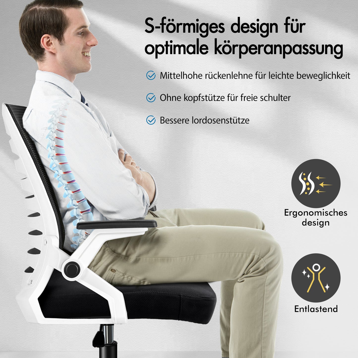 ALFORDSON Mesh Bürostuhl Executive Computer Liege Stoff Racing Sitz Arbeit, Wale, Schwarz & Weiß