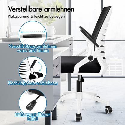 ALFORDSON Mesh Bürostuhl Executive Computer Liege Stoff Racing Sitz Arbeit, Wale, Schwarz & Weiß