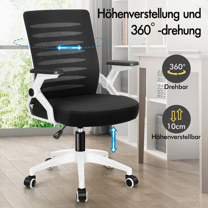 ALFORDSON Mesh Bürostuhl Executive Computer Liege Stoff Racing Sitz Arbeit, Wale, Schwarz & Weiß