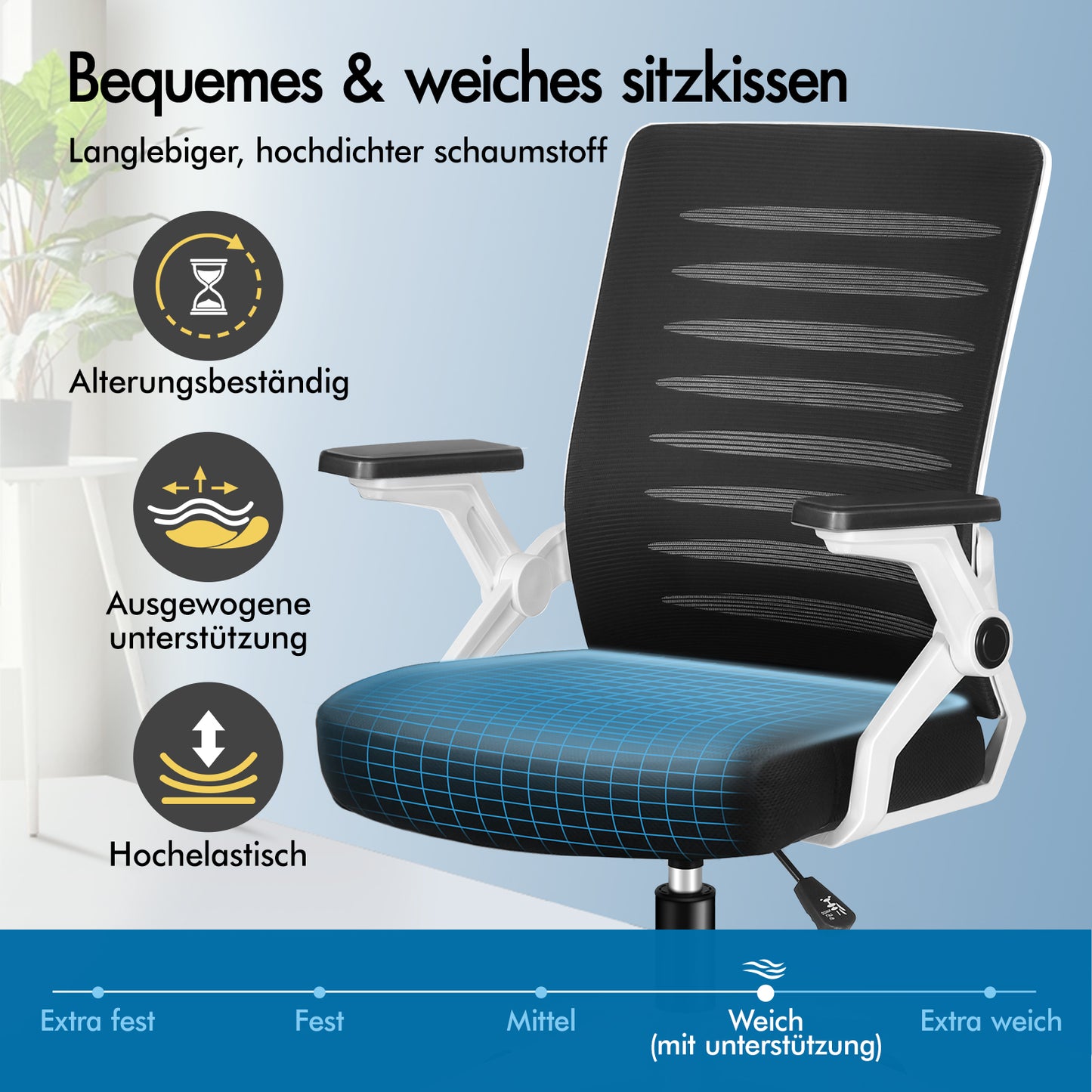 ALFORDSON Mesh Bürostuhl Executive Computer Liege Stoff Racing Sitz Arbeit, Wale, Schwarz & Weiß