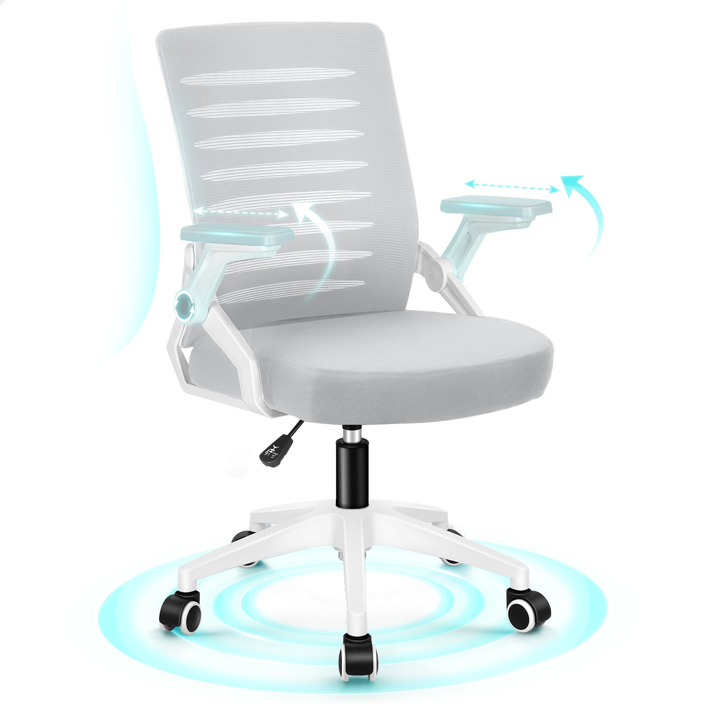 ALFORDSON Mesh Bürostuhl Executive Computer Liege Stoff Racing Sitz Arbeit, Wale, Weiß & Grau