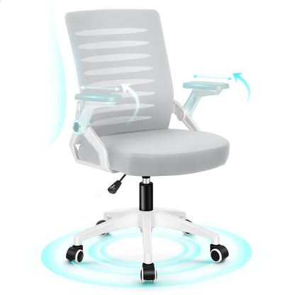 ALFORDSON Mesh Bürostuhl Executive Computer Liege Stoff Racing Sitz Arbeit, Wale, Weiß & Grau