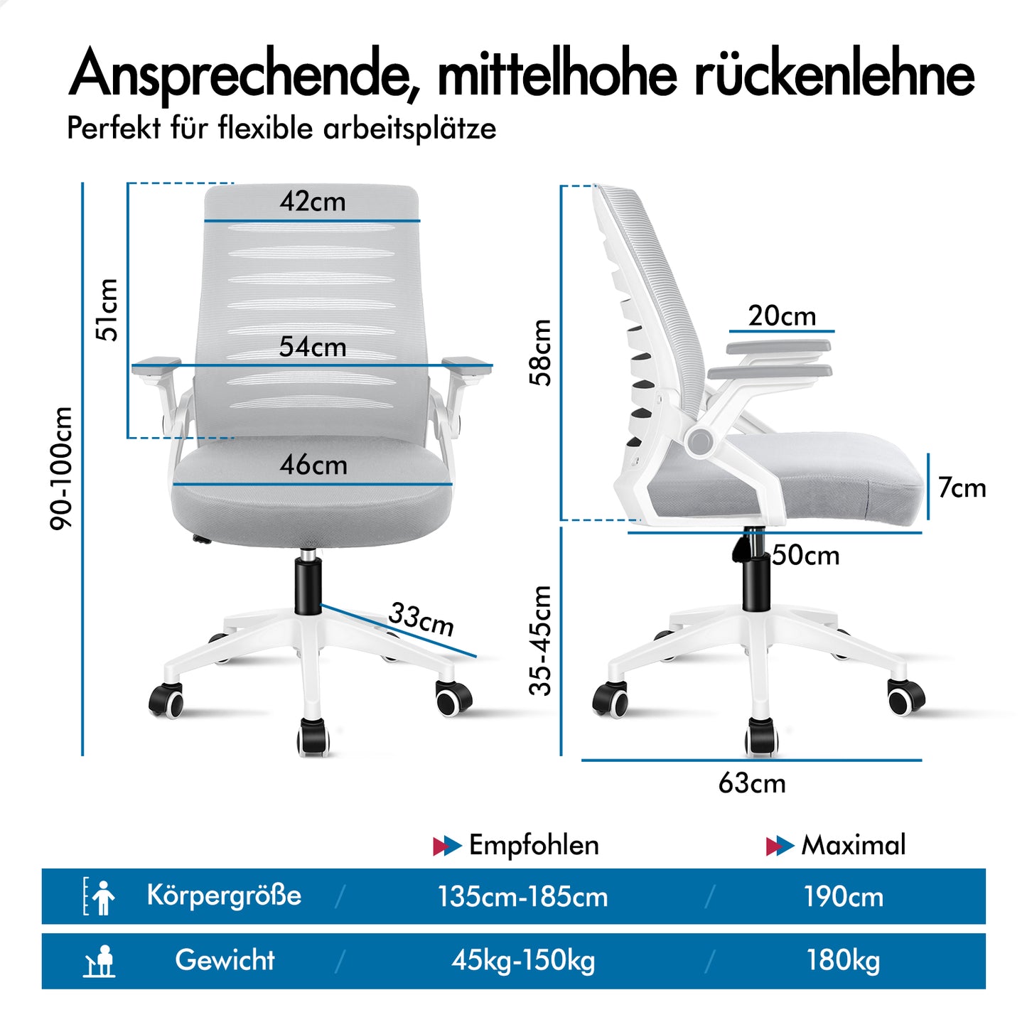 ALFORDSON Mesh Bürostuhl Executive Computer Liege Stoff Racing Sitz Arbeit, Wale, Weiß & Grau