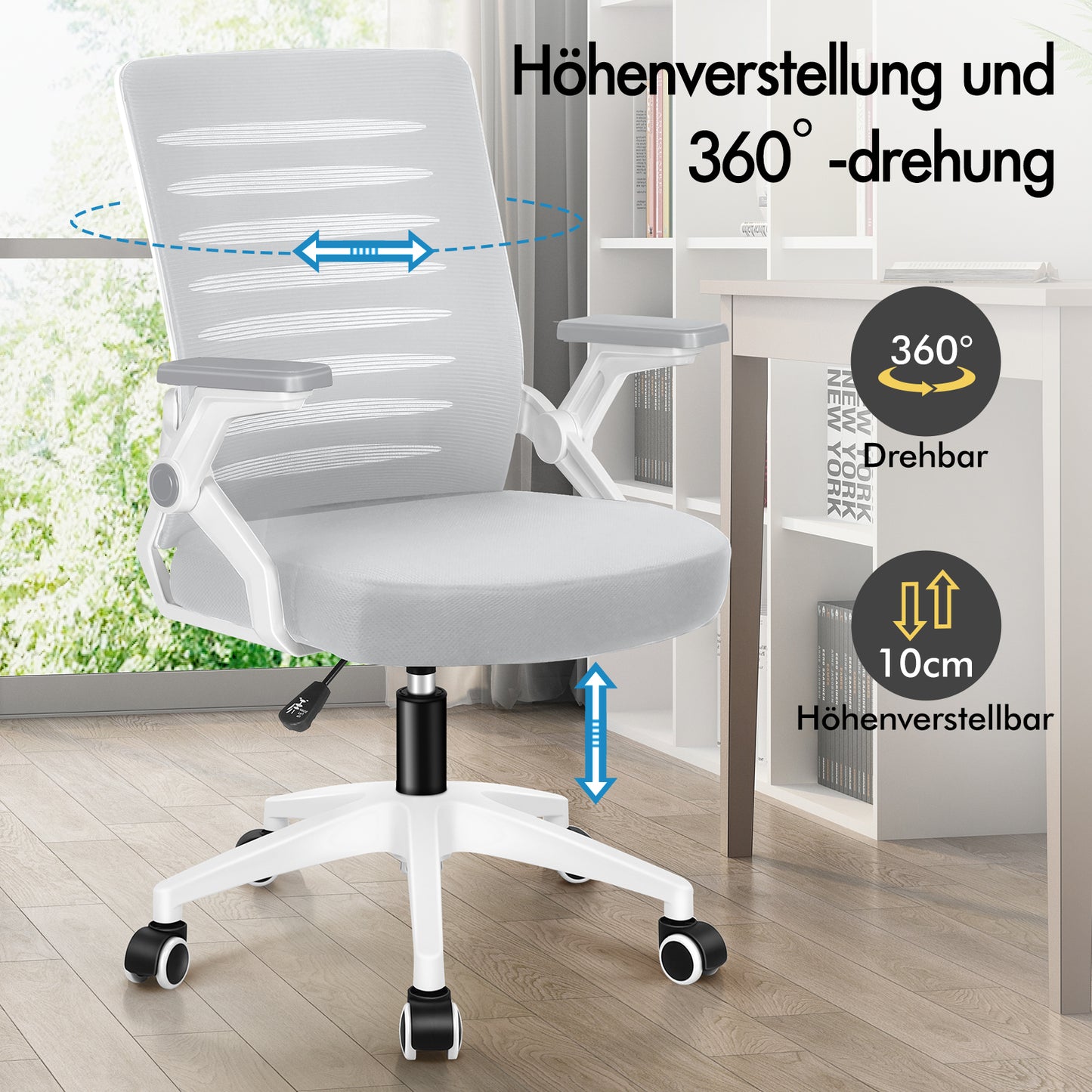 ALFORDSON Mesh Bürostuhl Executive Computer Liege Stoff Racing Sitz Arbeit, Wale, Weiß & Grau