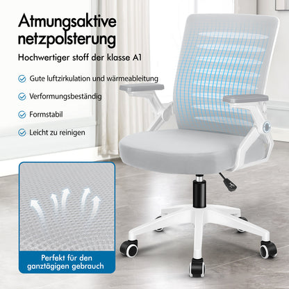 ALFORDSON Mesh Bürostuhl Executive Computer Liege Stoff Racing Sitz Arbeit, Wale, Weiß & Grau