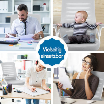 ALFORDSON Mesh Bürostuhl Executive Computer Liege Stoff Racing Sitz Arbeit, Wale, Weiß & Grau