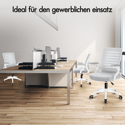 ALFORDSON Mesh Bürostuhl Executive Computer Liege Stoff Racing Sitz Arbeit, Wale, Weiß & Grau