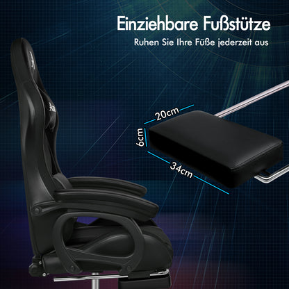 ALFORDSON Gaming Stuhl mit 8-Punkt Massage 12 Farben RGB LED-Licht Schwarz