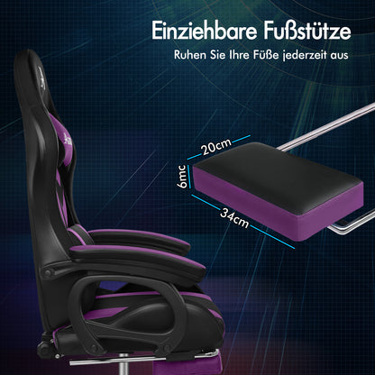 ALFORDSON Gaming Stuhl mit 8-Punkt Massage 12 Farben RGB LED-Licht Schwarz