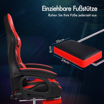 ALFORDSON Gaming Stuhl mit 8-Punkt Massage 12 Farben RGB LED-Licht Rot Schwarz