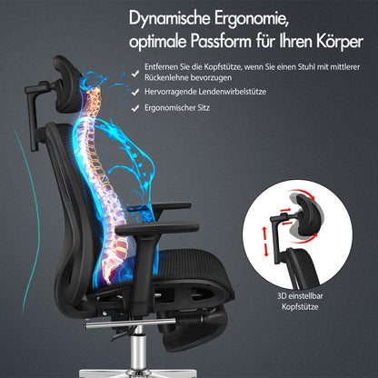 ALFORDSON Bürostuhl Ergonomischer Netzsitz Führungskraft Arbeit Computer Gaming