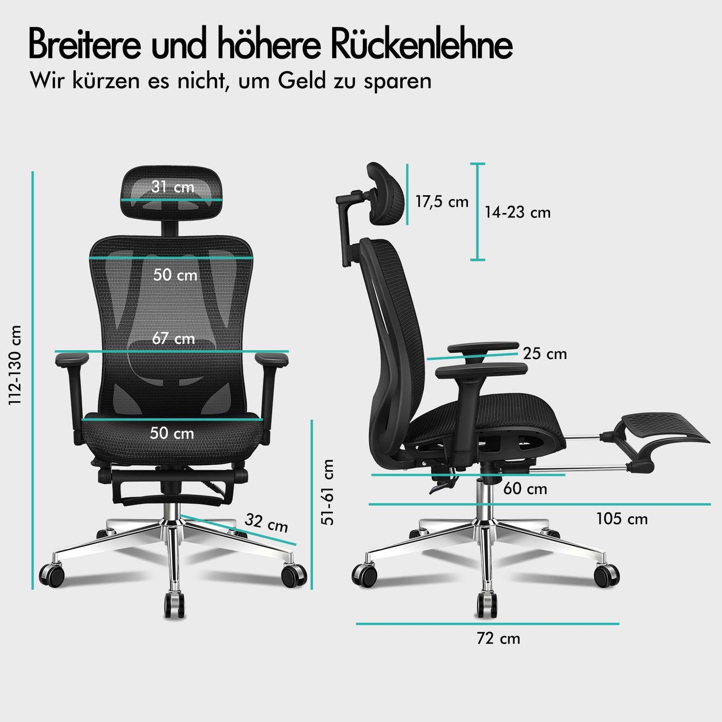 ALFORDSON Ergonomischer Bürostuhl mit Netzstoff die Arbeit am Computer Gaming