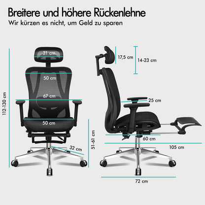 ALFORDSON Ergonomischer Bürostuhl mit Netzstoff die Arbeit am Computer Gaming