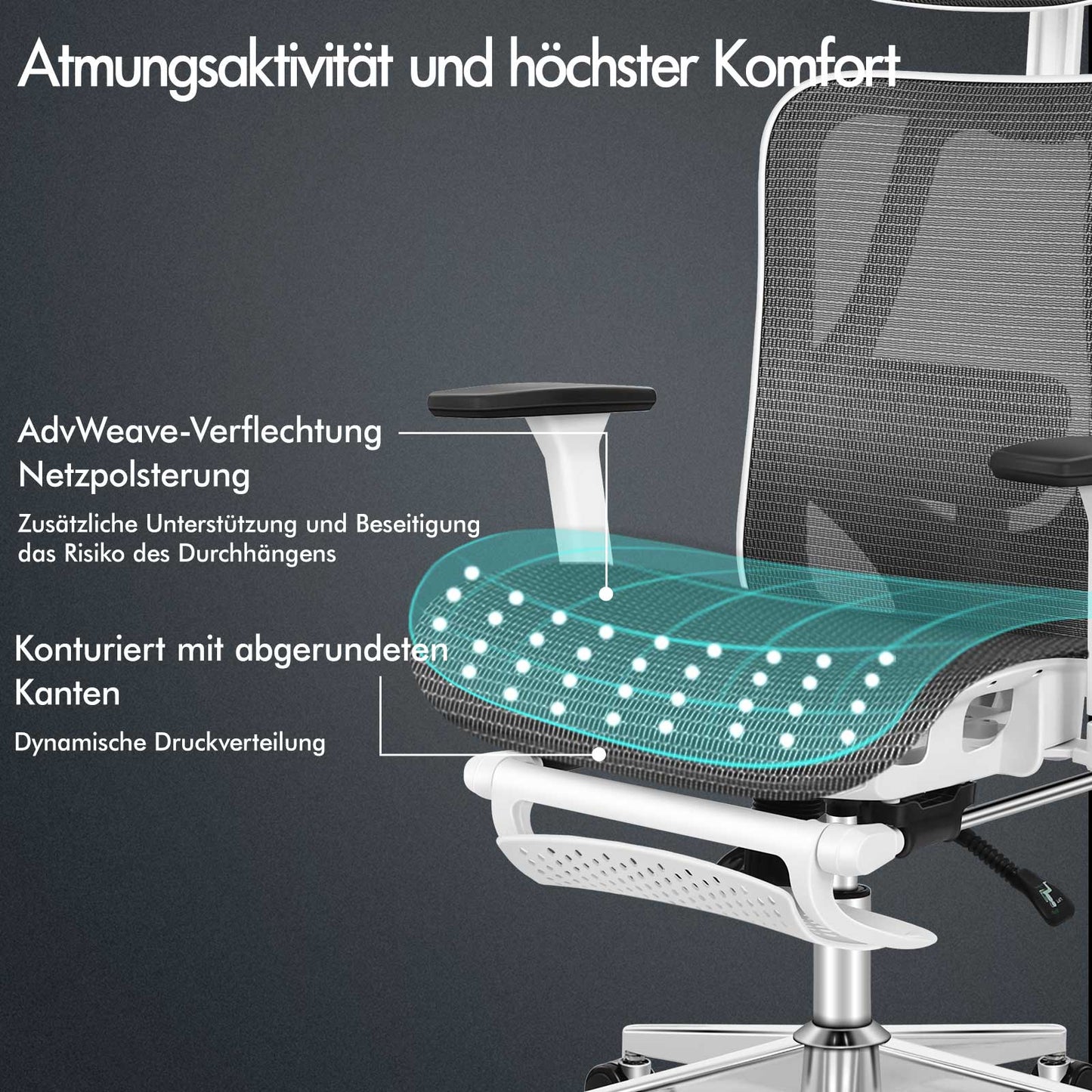 ALFORDSON Ergonomischer Bürostuhl mit Netzstoff die Arbeit am Computer Gaming