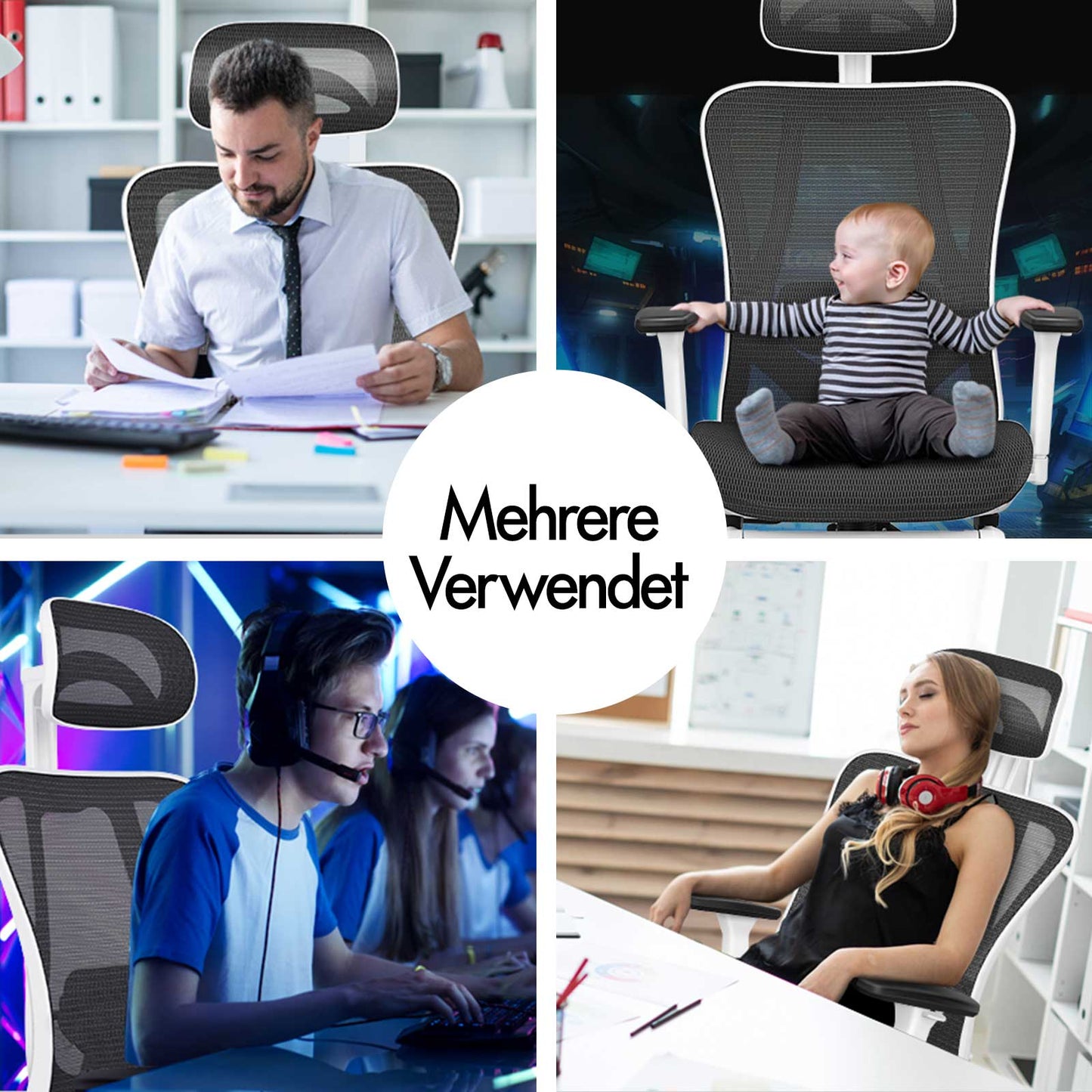 ALFORDSON Ergonomischer Bürostuhl mit Netzstoff die Arbeit am Computer Gaming