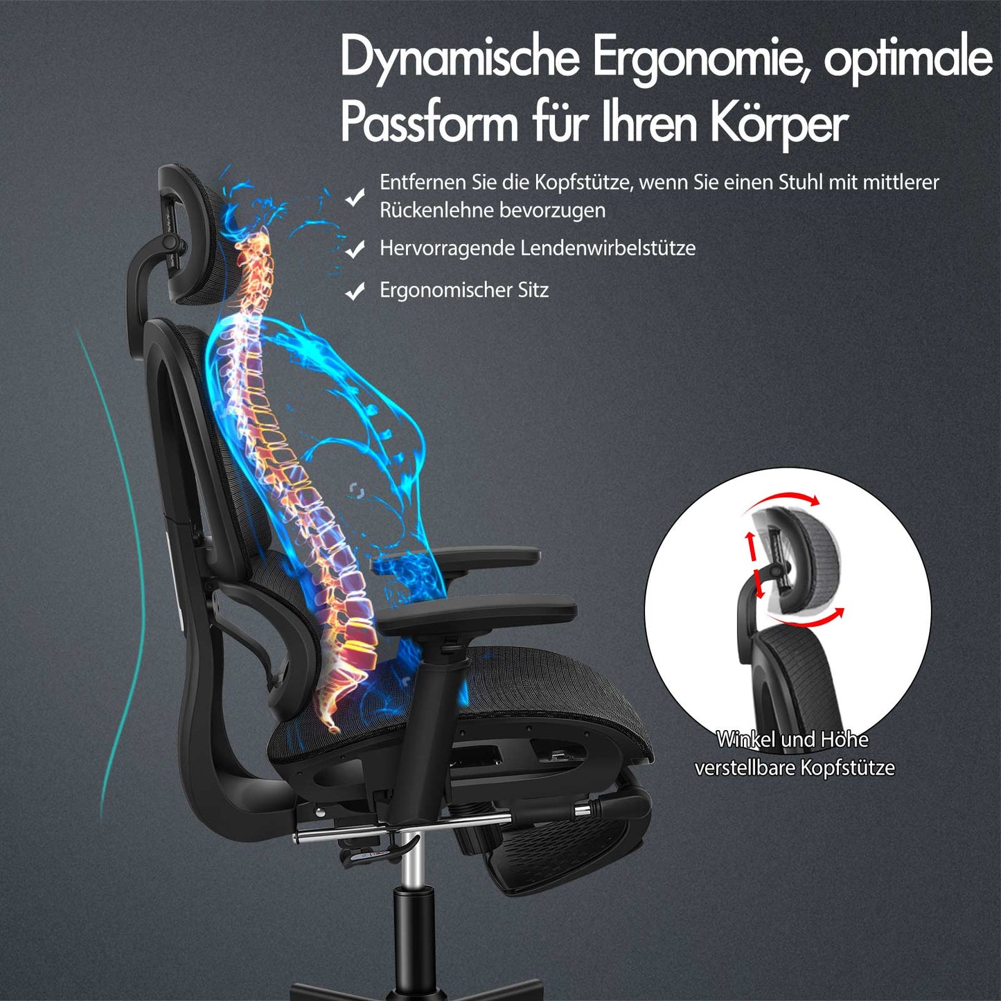 ALFORDSON Ergonomischer Bürostuhl mit Netzstoff die Arbeit am Computer Gaming
