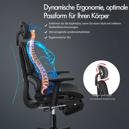 ALFORDSON Ergonomischer Bürostuhl mit Netzstoff die Arbeit am Computer Gaming