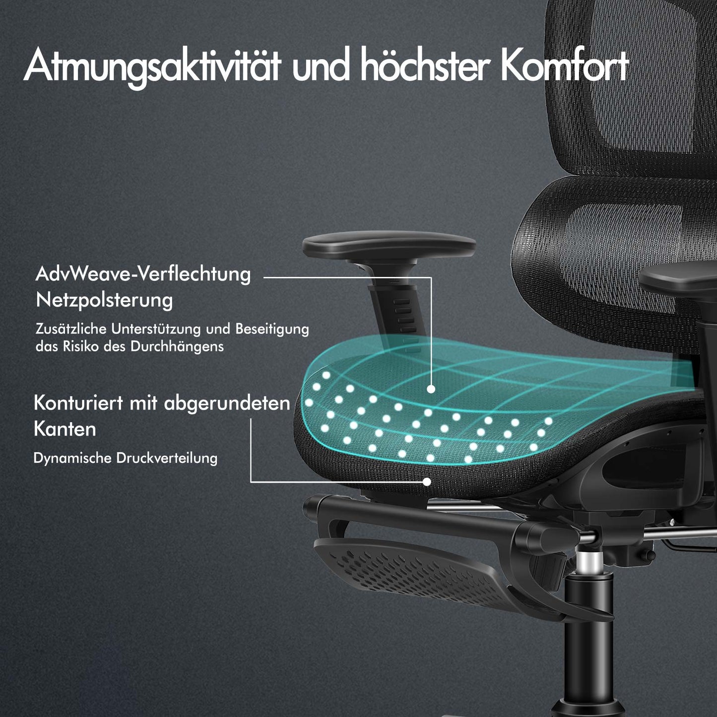 ALFORDSON Ergonomischer Bürostuhl mit Netzstoff die Arbeit am Computer Gaming
