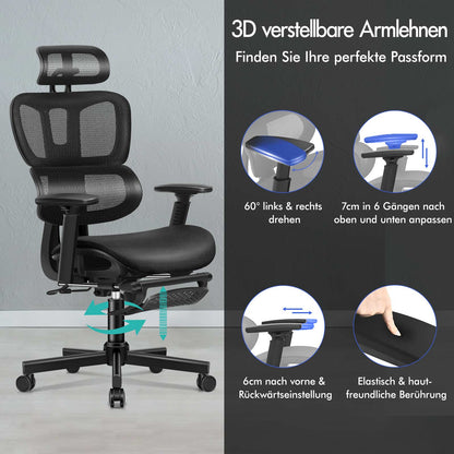 ALFORDSON Ergonomischer Bürostuhl mit Netzstoff die Arbeit am Computer Gaming
