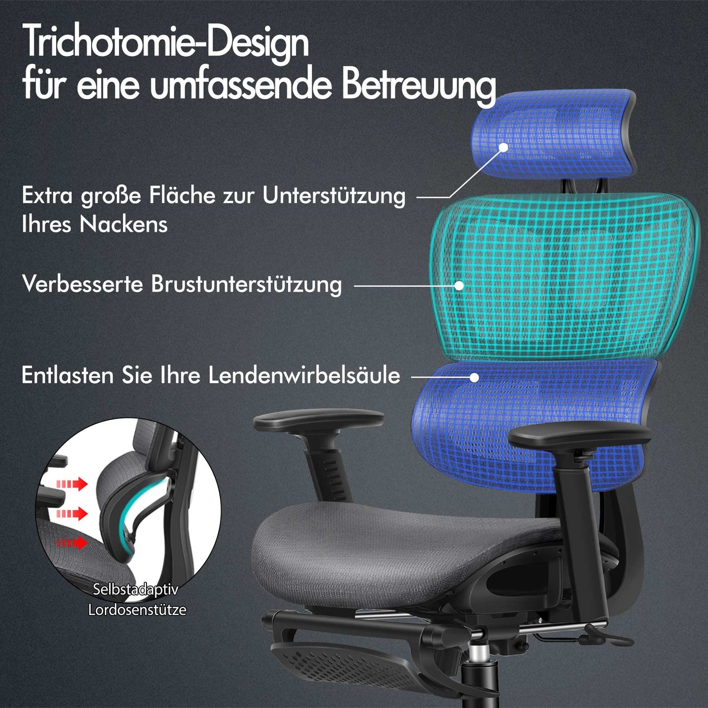 ALFORDSON Ergonomischer Bürostuhl mit Netzstoff die Arbeit am Computer Gaming
