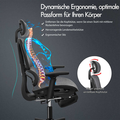 ALFORDSON Ergonomischer Bürostuhl mit Netzstoff die Arbeit am Computer Gaming