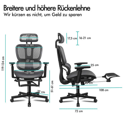 ALFORDSON Ergonomischer Bürostuhl mit Netzstoff die Arbeit am Computer Gaming