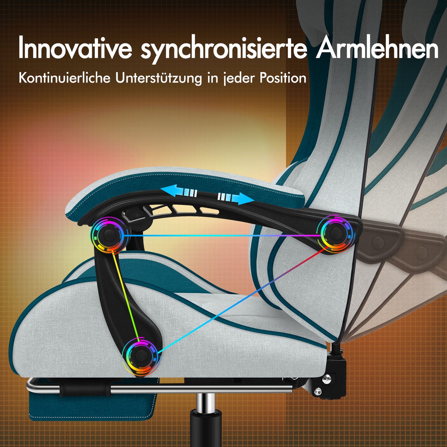 ALFORDSON Massage Bürostuhl Gaming Executive Sitz Leinenstoff Computer Racer, Kunstleder, Grau