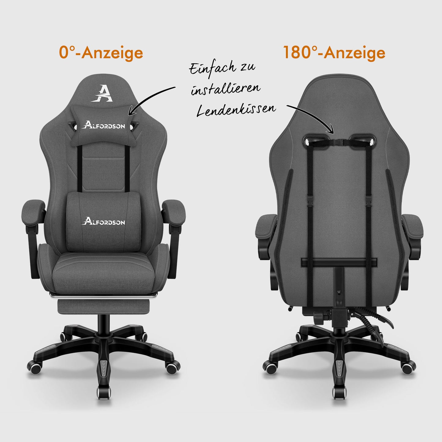 ALFORDSON Massage Bürostuhl Gaming Executive Sitz Leinenstoff Computer Racer, Kunstleder, Schwarz