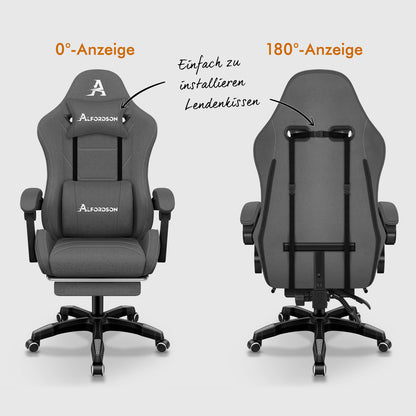 ALFORDSON Massage Bürostuhl Gaming Executive Sitz Leinenstoff Computer Racer, Kunstleder, Schwarz