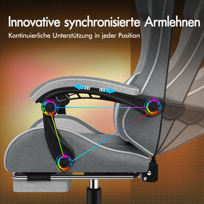 ALFORDSON Massage Bürostuhl Gaming Executive Sitz Leinenstoff Computer Racer, Kunstleder, Blau & Weiß