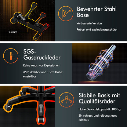 ALFORDSON Massage Bürostuhl Gaming Executive Sitz Leinenstoff Computer Racer, Kunstleder, Blau & Weiß