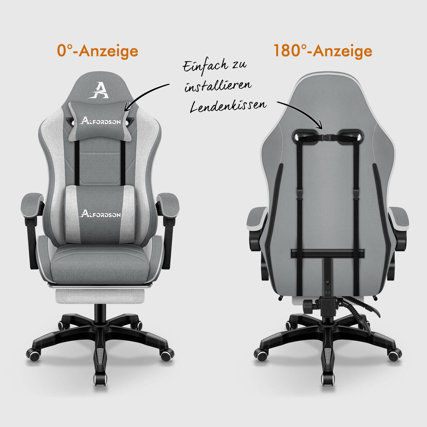 ALFORDSON Massage Bürostuhl Gaming Executive Sitz Leinenstoff Computer Racer, Kunstleder, Blau & Weiß