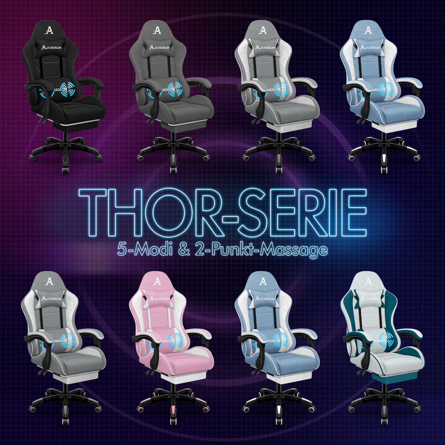 ALFORDSON Massage Bürostuhl Gaming Executive Sitz Leinenstoff Computer Racer
