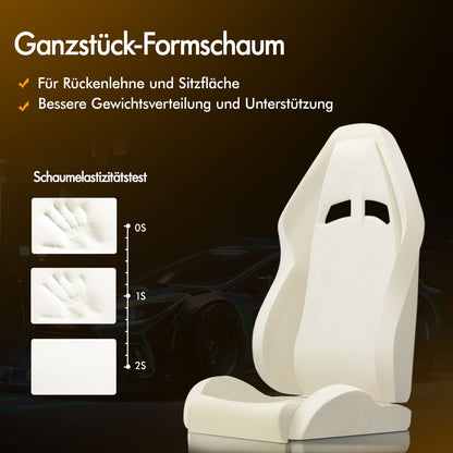 ALFORDSON Massage Bürostuhl Gaming Executive Sitz Leinenstoff Computer Racer, Kunstleder, Weiß & Blau