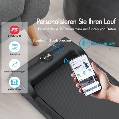 BLACK LORD Laufband Elektrisch Laufkissen Zuhause Büro Fitnessstudio Faltbar, mit Griff, Schwarz