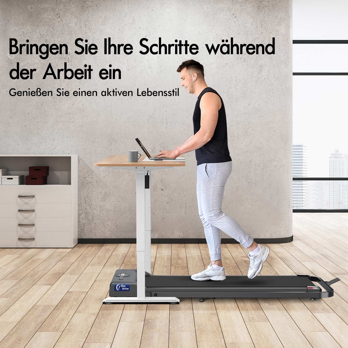 BLACK LORD Laufband Elektrisch Laufkissen Zuhause Büro Fitnessstudio Faltbar, mit Griff, Schwarz
