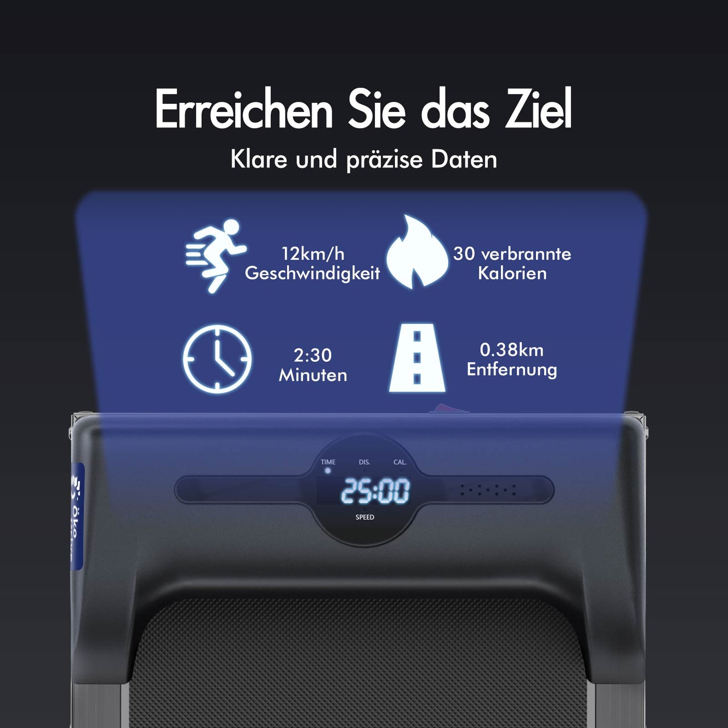 BLACK LORD Laufband Elektrisch Laufkissen Zuhause Büro Fitnessstudio Faltbar, mit Griff, Schwarz