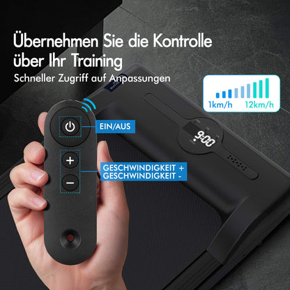 BLACK LORD Laufband Elektrisch Laufkissen Zuhause Büro Fitnessstudio Faltbar, mit Griff, Schwarz