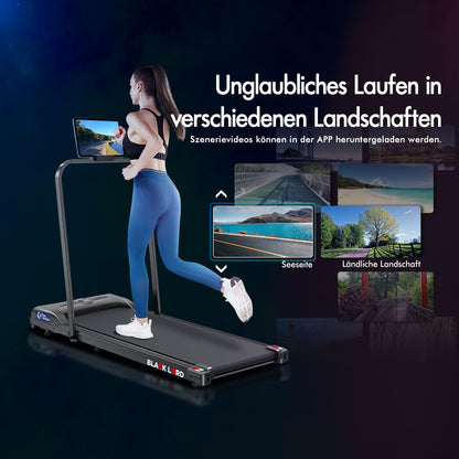 BLACK LORD Laufband Elektrisch Laufkissen Zuhause Büro Fitnessstudio Faltbar, mit Griff, Schwarz