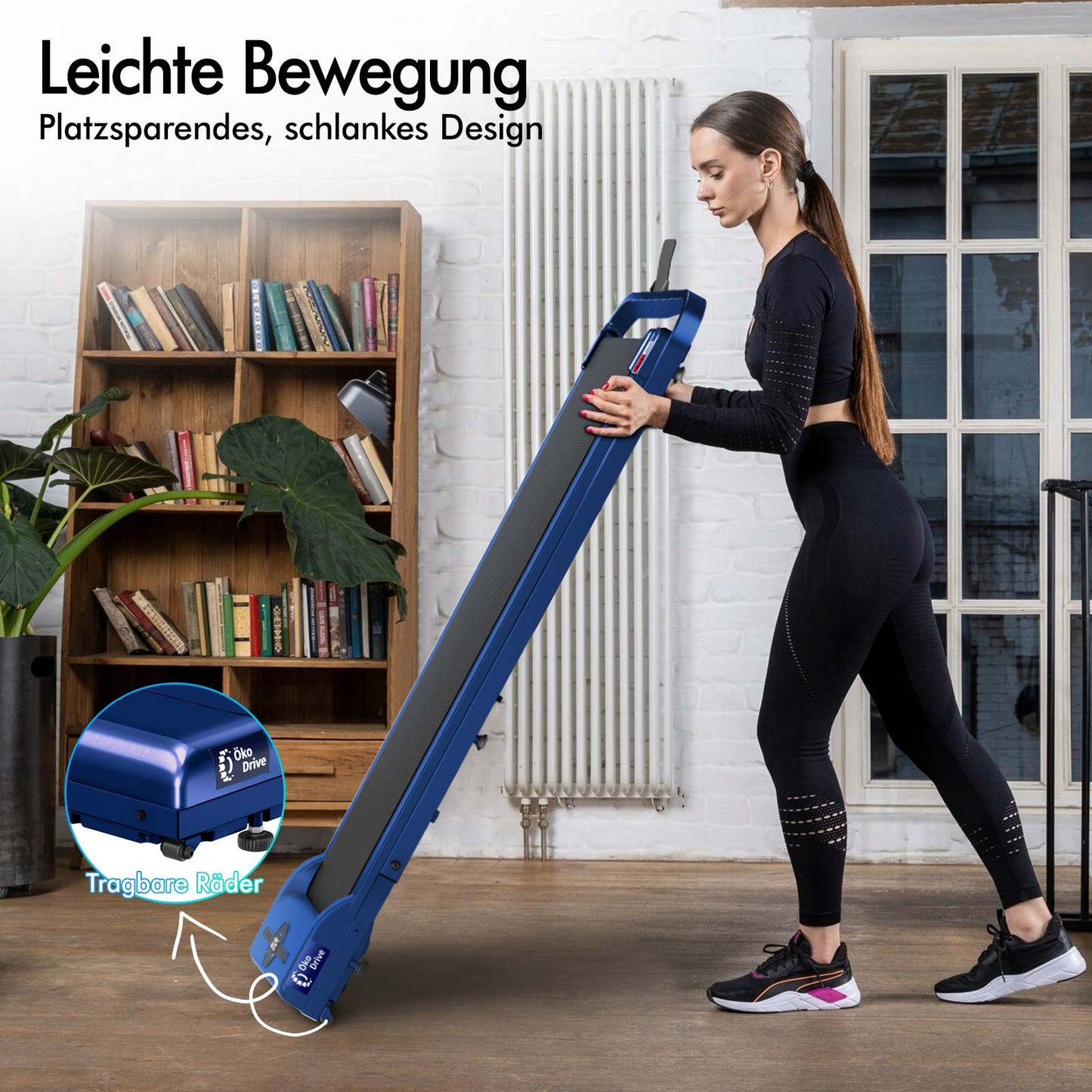 BLACK LORD Laufband Elektrisch Laufkissen Zuhause Büro Fitnessstudio Faltbar, mit Griff, Blau