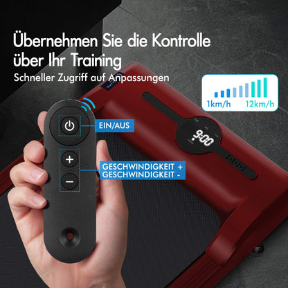 BLACK LORD Laufband Elektrisch Laufkissen Zuhause Büro Fitnessstudio Faltbar, mit Griff, Rot