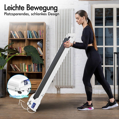 BLACK LORD Laufband Elektrisch Laufkissen Zuhause Büro Fitnessstudio Faltbar, mit Griff, Weiß