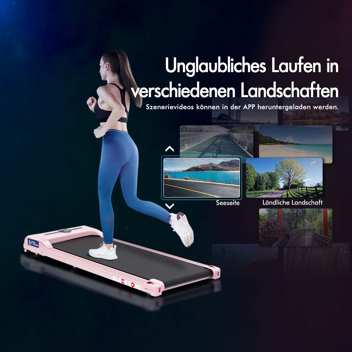 BLACK LORD Elektrisches Laufband Geh-Pad Zuhause Büro Fitnessstudio Fitness, Rosa