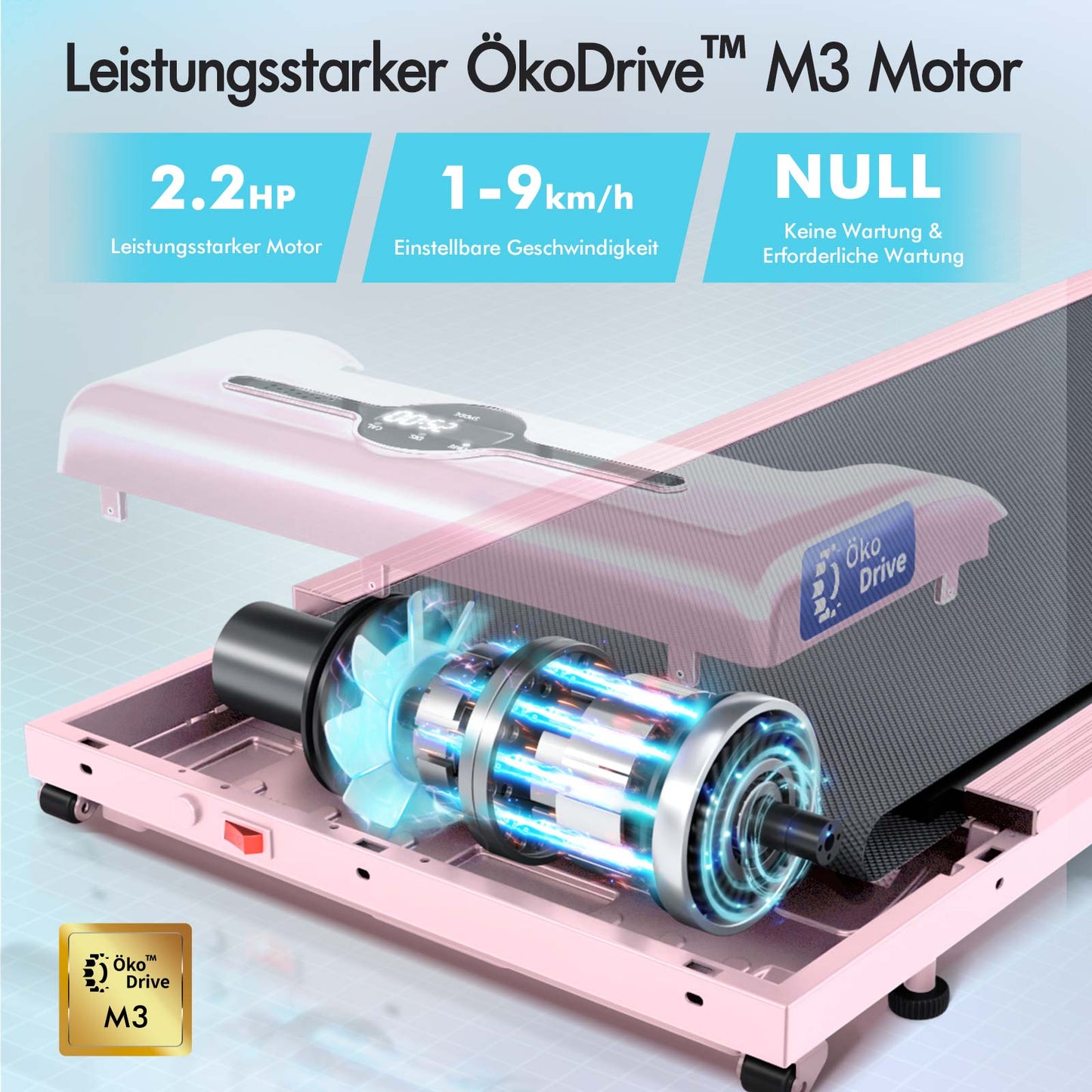 BLACK LORD Elektrisches Laufband Geh-Pad Zuhause Büro Fitnessstudio Fitness, Rosa