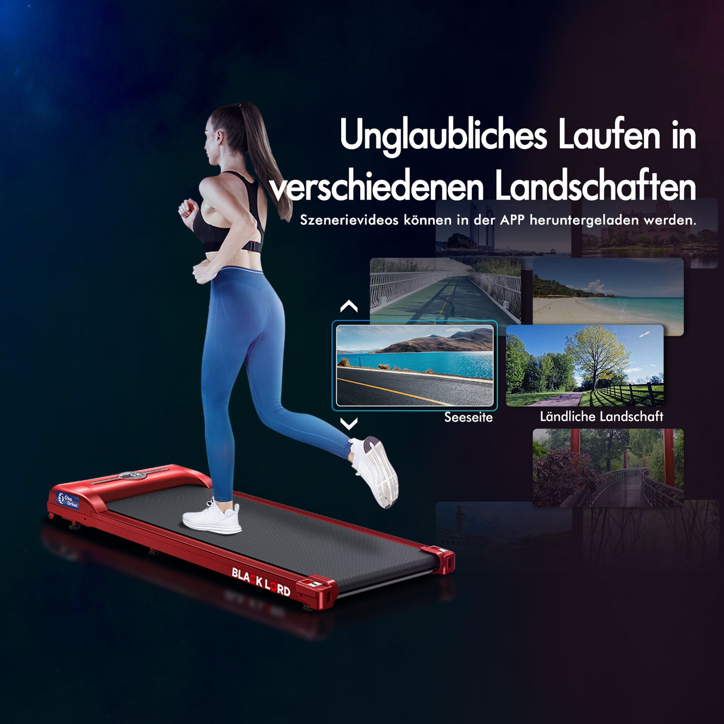 BLACK LORD Elektrisches Laufband Geh-Pad Zuhause Büro Fitnessstudio Fitness, Rot