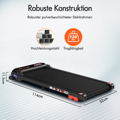BLACK LORD Laufband Elektrisch Laufmatte  Neigung Stoßdämpfer Fitnessstudio, Schwarz