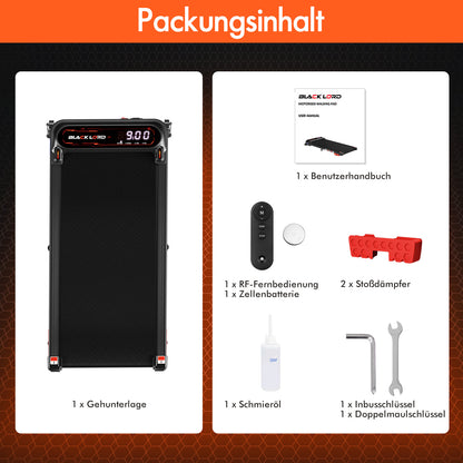 BLACK LORD Laufband Elektrisch Laufmatte  Neigung Stoßdämpfer Fitnessstudio, Schwarz