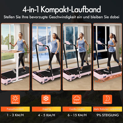 BLACK LORD Laufband Elektrisch Laufmatte  Neigung Stoßdämpfer Faltbar Rosa